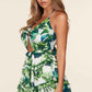 Fasheabe Leaf Print O-ring Mini Dress