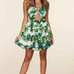 Fasheabe Leaf Print O-ring Mini Dress