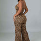Fasheabe Non Stretch Cheetah Print Jumpsuit
