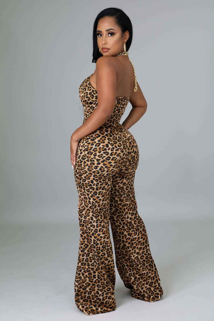 Fasheabe Non Stretch Cheetah Print Jumpsuit - GiFTiFY