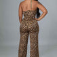 Fasheabe Non Stretch Cheetah Print Jumpsuit