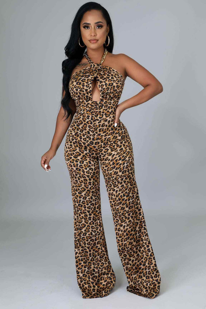 Fasheabe Non Stretch Cheetah Print Jumpsuit - GiFTiFY