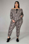 Fasheabe Off The Shoulder Cheetah Print Jogger Set