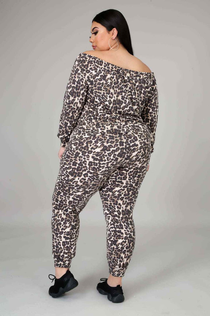 Fasheabe Off The Shoulder Cheetah Print Jogger Set - GiFTiFY