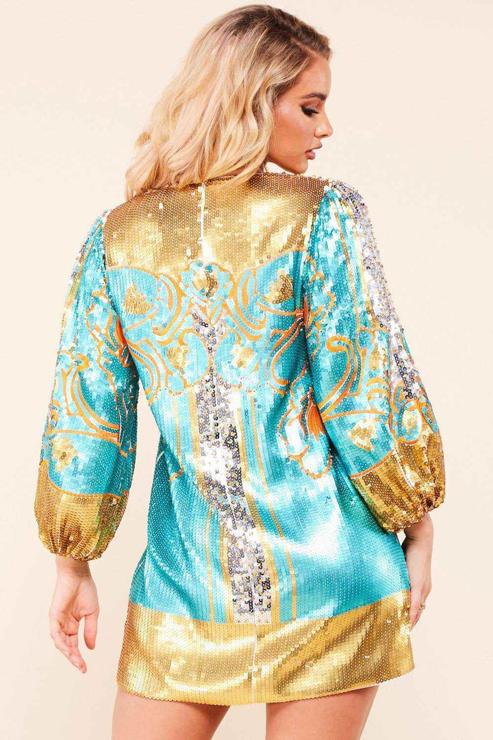 Fasheabe Sequin Pattern Shift Mini Dress - Multi - GiFTiFY