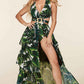 Fasheabe Tropical Leaf Open Front Maxi Dress