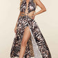 Fasheabe Zebra Print O-ring Maxi Dress