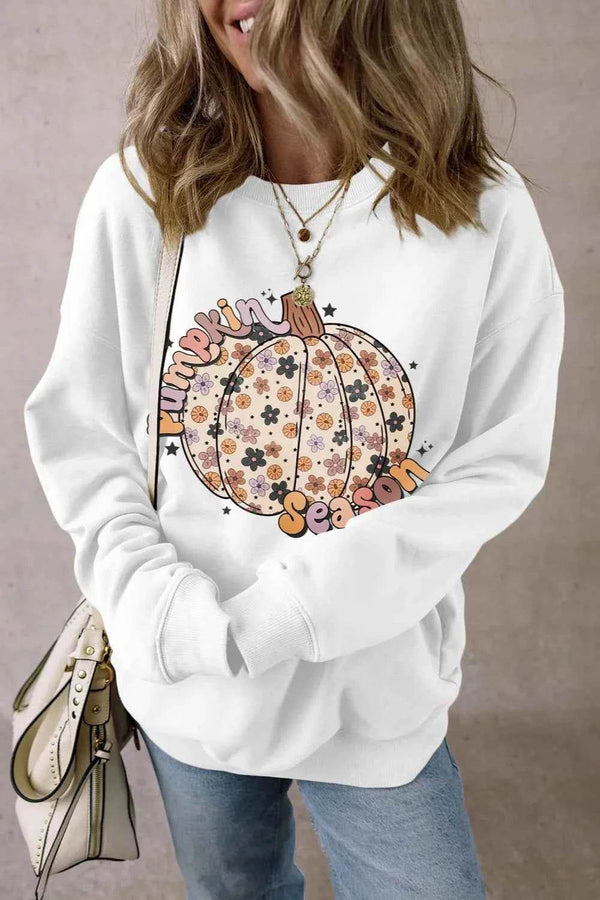 Pumpkin Graphic Long Sleeve Sweatshirt - GiFTiFY