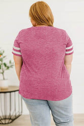 Plus Size Striped V-Neck Tee Shirt - GiFTiFY