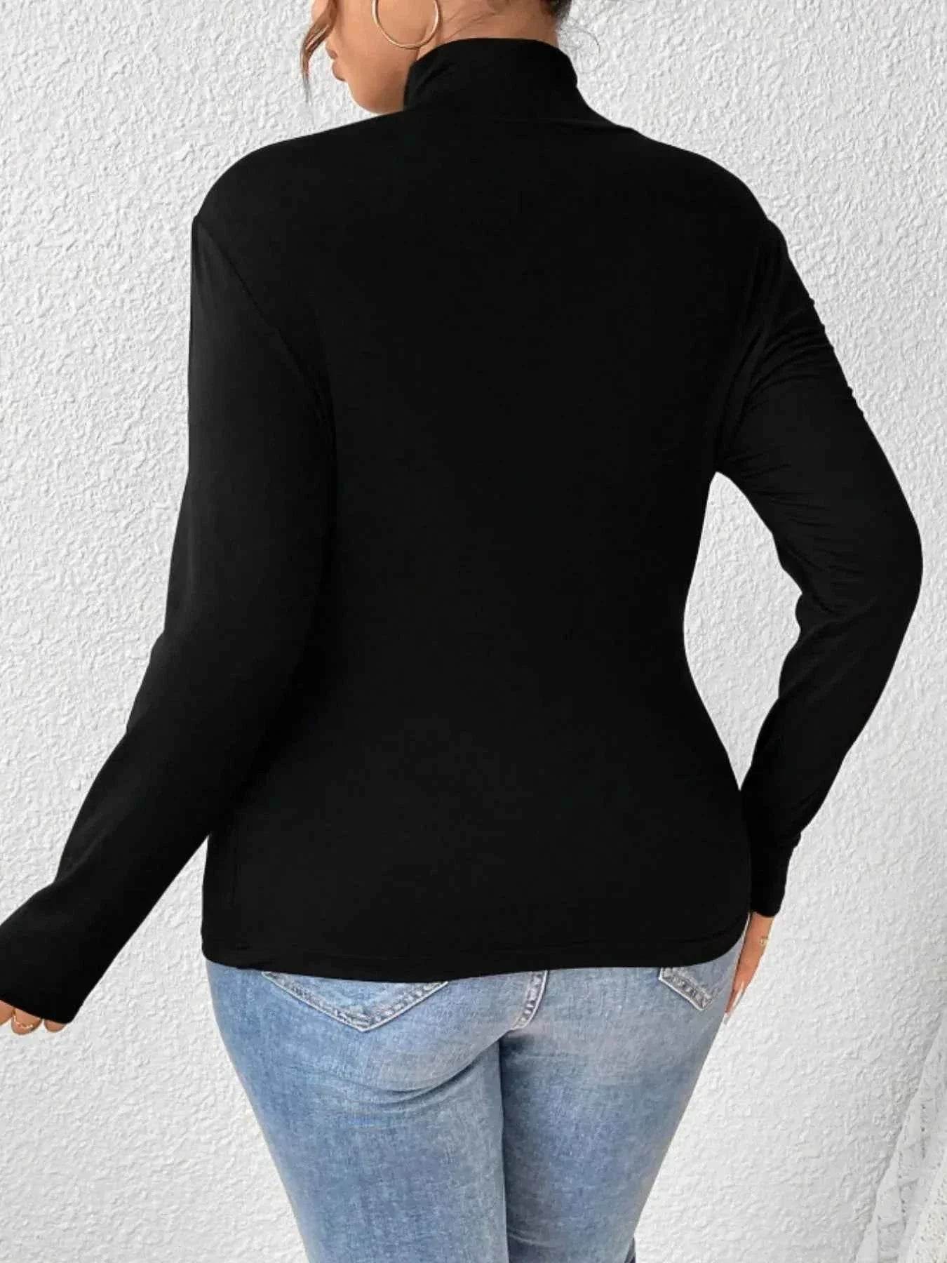 Plus Size Long Sleeve Fitted Turtleneck T-Shirt - GiFTiFY