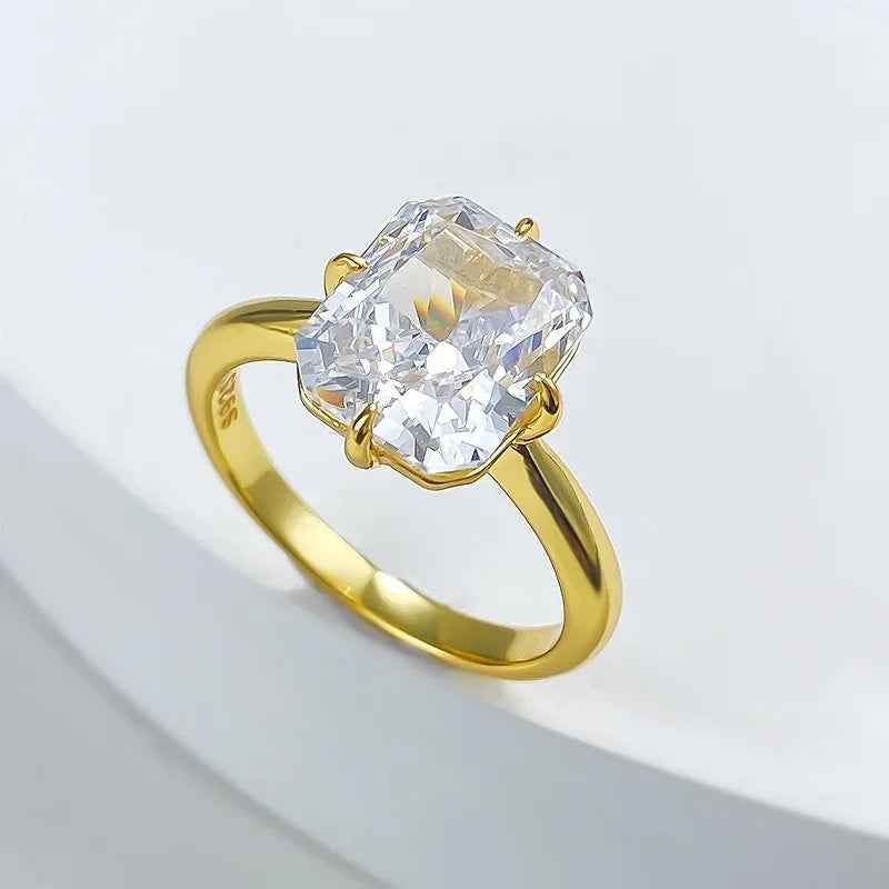Radiant Cut Lab Moissanite Diamond Ring 100% Real 925 Sterling Silver Engagement Wedding Band Rings for Women Promise Jewelry