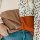 Plus Size Color Block Leopard Round Neck Top - GiFTiFY