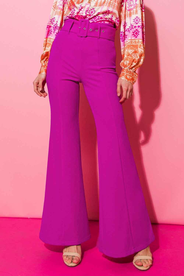 COUNTDOWN THE HOURS WOVEN FLARED PANTS - GiFTiFY