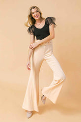 COUNTDOWN THE HOURS WOVEN FLARED PANTS - GiFTiFY