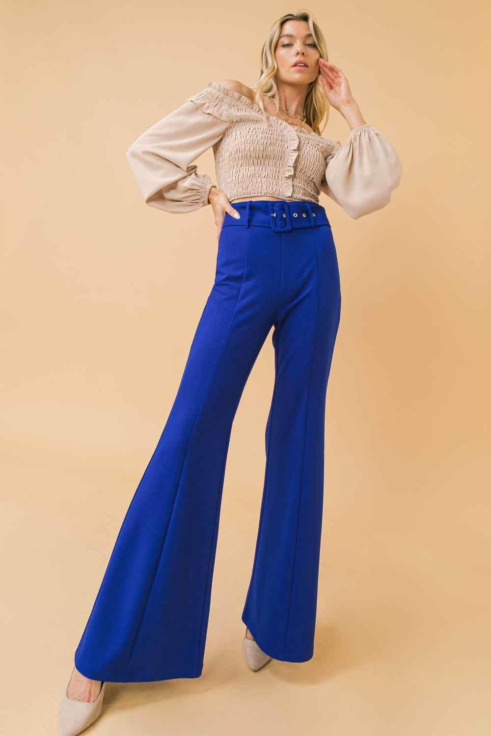 COUNTDOWN THE HOURS WOVEN FLARED PANTS - GiFTiFY