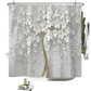 White Flowers Floral Bathroom Set DM6237 180x180cm Style Shower - GiFTiFY