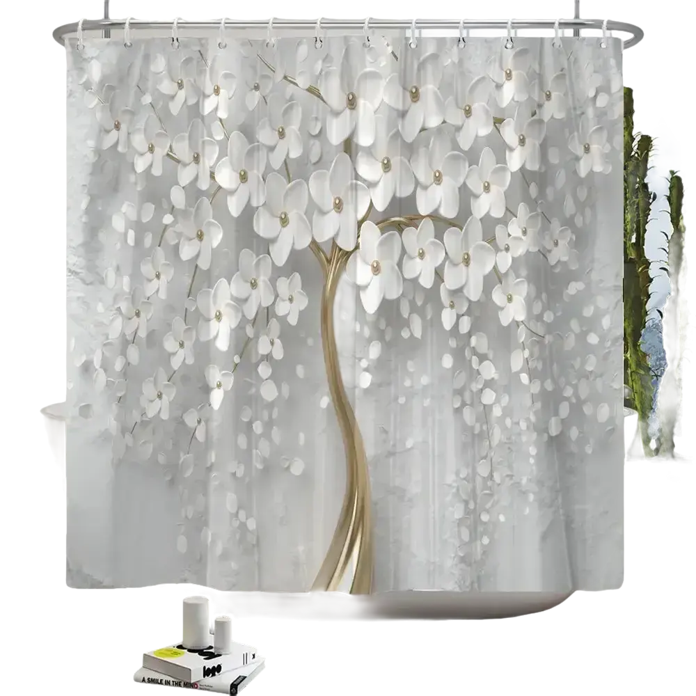 Floral tree shower curtain.
