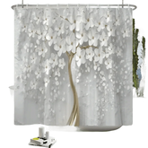 White Flowers Floral Bathroom Set DM6237 180x180cm Style Shower - GiFTiFY