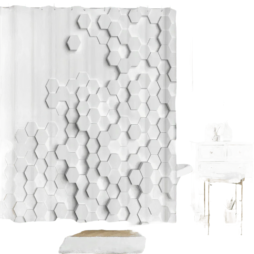 White Flowers Floral Bathroom Set DM6237 180x180cm Style Shower - GiFTiFY