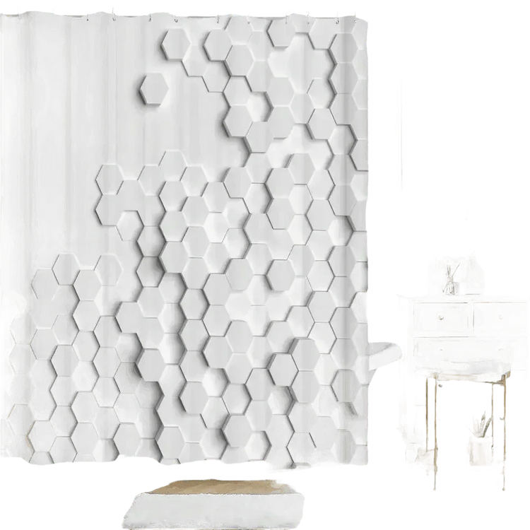 White Flowers Floral Bathroom Set DM6237 180x180cm Style Shower - GiFTiFY