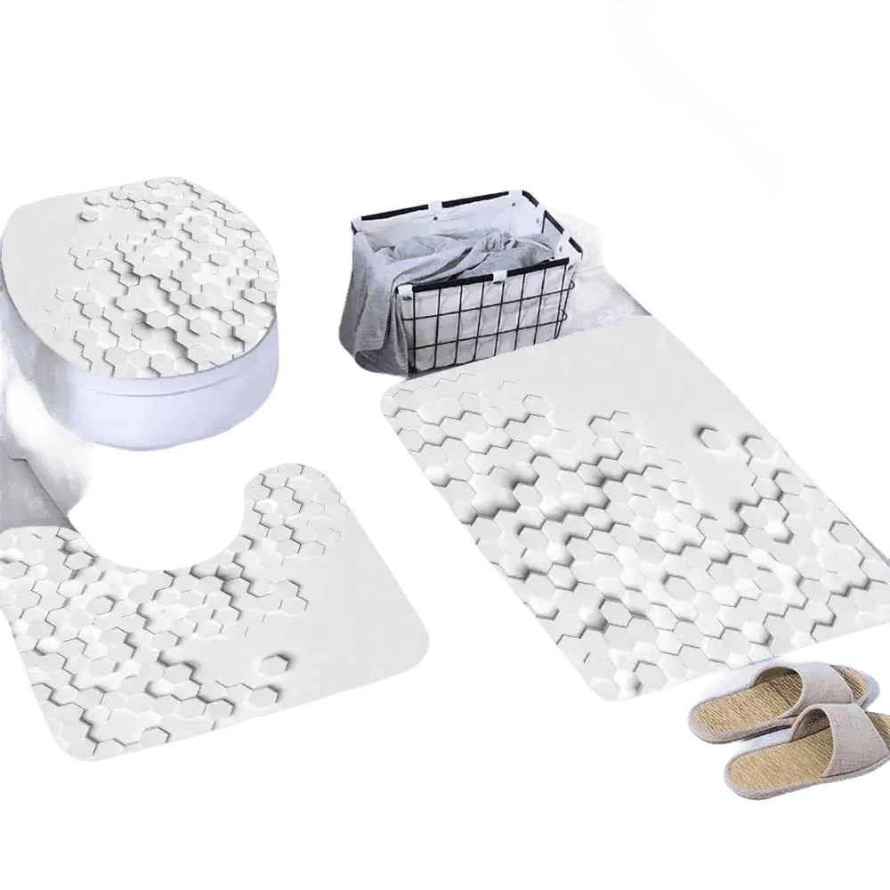 White Flowers Floral Bathroom Set DM6237 180x180cm Style Shower - GiFTiFY