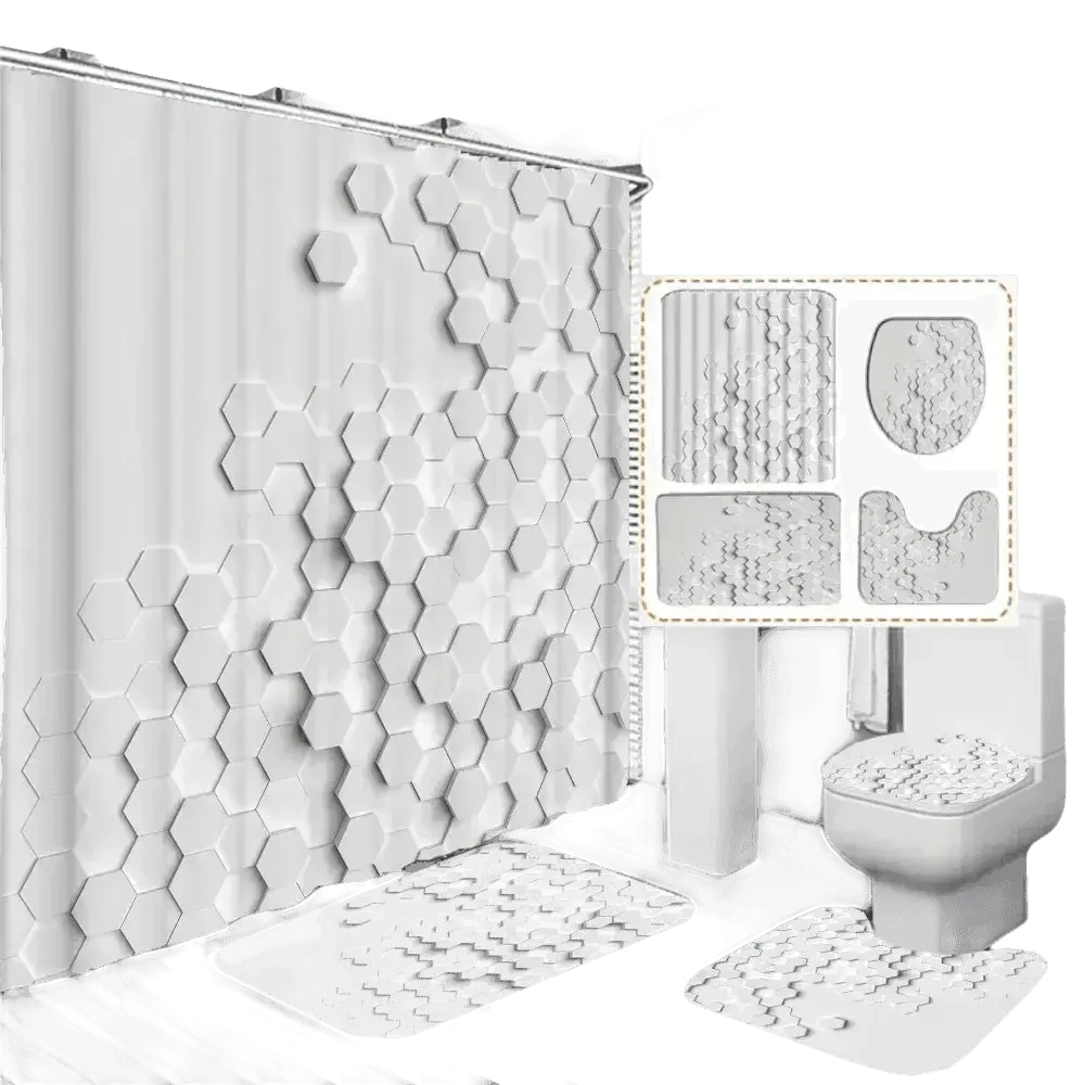 White Flowers Floral Bathroom Set DM6237 180x180cm Style Shower - GiFTiFY