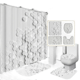 White Flowers Floral Bathroom Set DM6237 180x180cm Style Shower - GiFTiFY