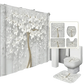 White Flowers Floral Bathroom Set DM6237 180x180cm Style Shower - GiFTiFY