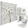 White Flowers Floral Bathroom Set DM6237 180x180cm Style Shower - GiFTiFY