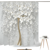 White Flowers Floral Bathroom Set DM6237 180x180cm Style Shower - GiFTiFY