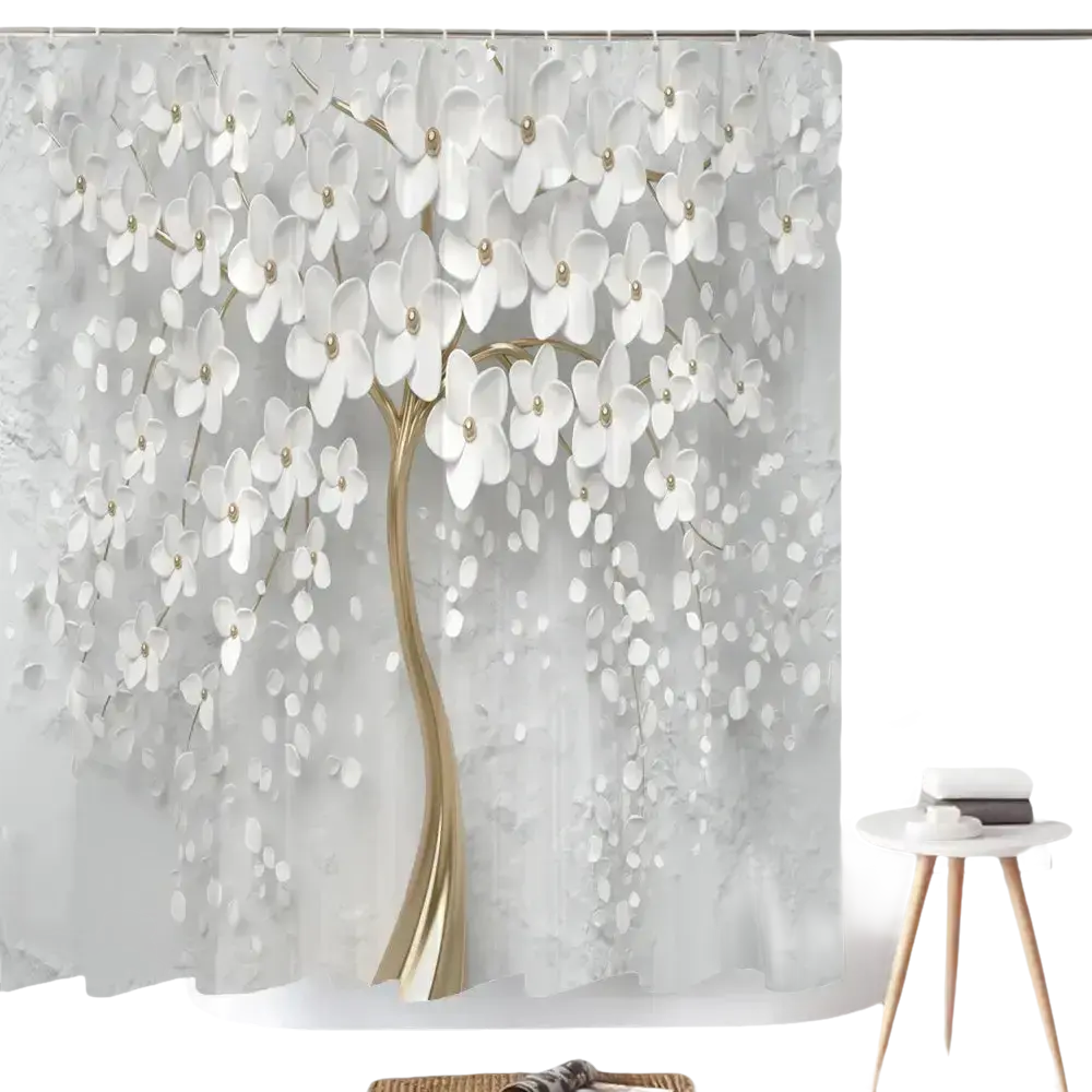 Floral tree shower curtain.