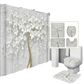 White Flowers Floral Bathroom Set DM6237 180x180cm Style Shower - GiFTiFY