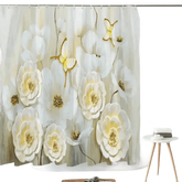 White Flowers Floral Bathroom Set DM6237 180x180cm Style Shower - GiFTiFY