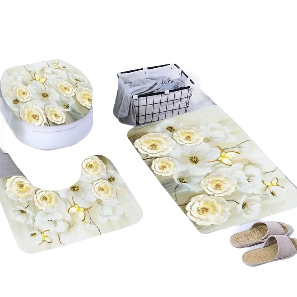 Floral bathroom mat set.