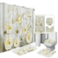 White Flowers Floral Bathroom Set DM6237 180x180cm Style Shower - GiFTiFY