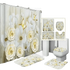 White Flowers Floral Bathroom Set DM6237 180x180cm Style Shower - GiFTiFY
