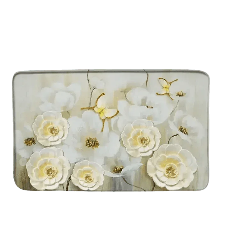 White Flowers Floral Bathroom Set DM6237 180x180cm Style Shower - GiFTiFY