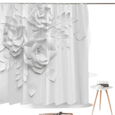 White Flowers Floral Bathroom Set DM6237 180x180cm Style Shower - GiFTiFY
