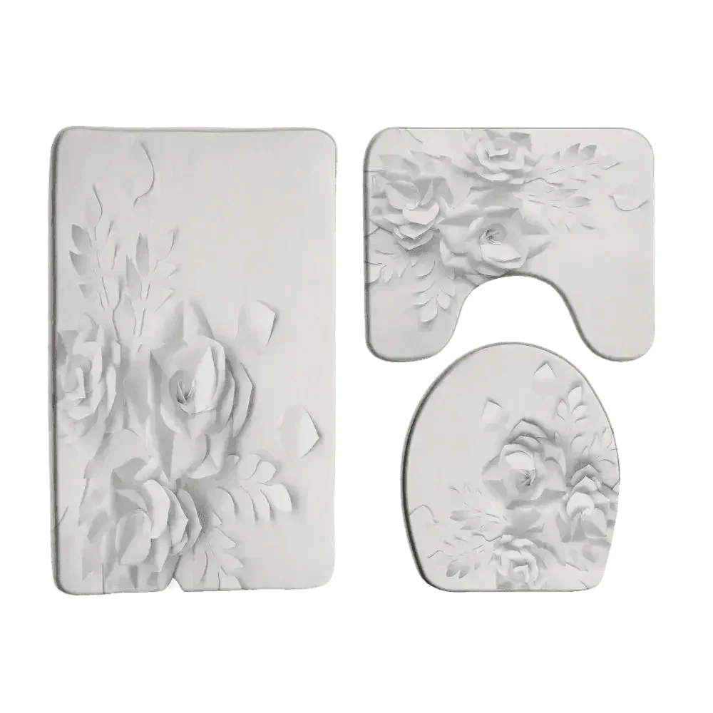 White Flowers Floral Bathroom Set DM6237 180x180cm Style Shower - GiFTiFY