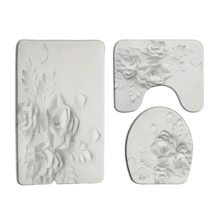 White Flowers Floral Bathroom Set DM6237 180x180cm Style Shower - GiFTiFY