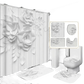 White Flowers Floral Bathroom Set DM6237 180x180cm Style Shower - GiFTiFY