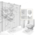 White Flowers Floral Bathroom Set DM6237 180x180cm Style Shower - GiFTiFY