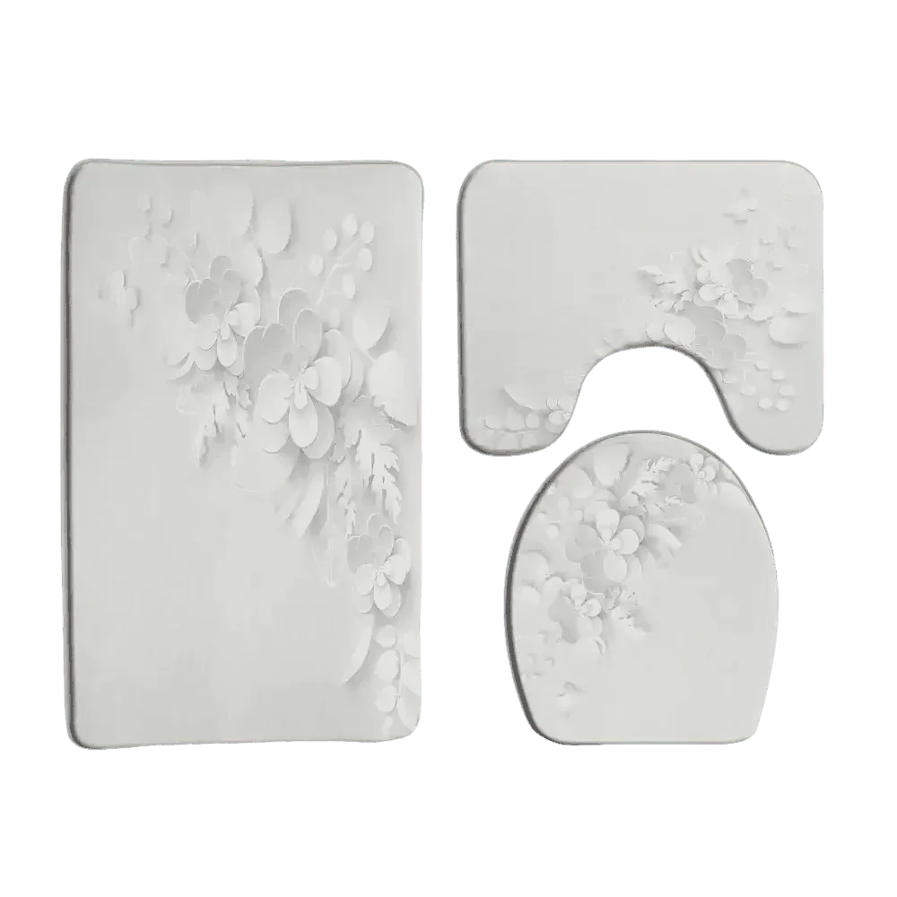 White Flowers Floral Bathroom Set DM6237 180x180cm Style Shower - GiFTiFY