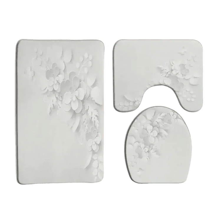 White Flowers Floral Bathroom Set DM6237 180x180cm Style Shower - GiFTiFY