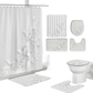 White Flowers Floral Bathroom Set DM6237 180x180cm Style Shower - GiFTiFY