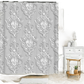 White Flowers Floral Bathroom Set DM6237 180x180cm Style Shower - GiFTiFY