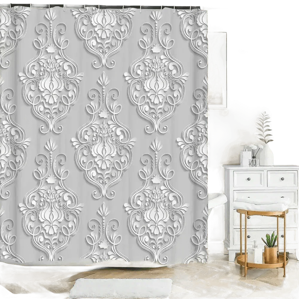 White Flowers Floral Bathroom Set DM6237 180x180cm Style Shower - GiFTiFY