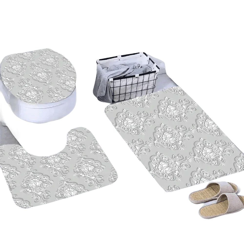 White Flowers Floral Bathroom Set DM6237 180x180cm Style Shower - GiFTiFY