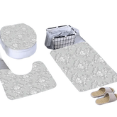 White Flowers Floral Bathroom Set DM6237 180x180cm Style Shower - GiFTiFY