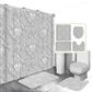 White Flowers Floral Bathroom Set DM6237 180x180cm Style Shower - GiFTiFY
